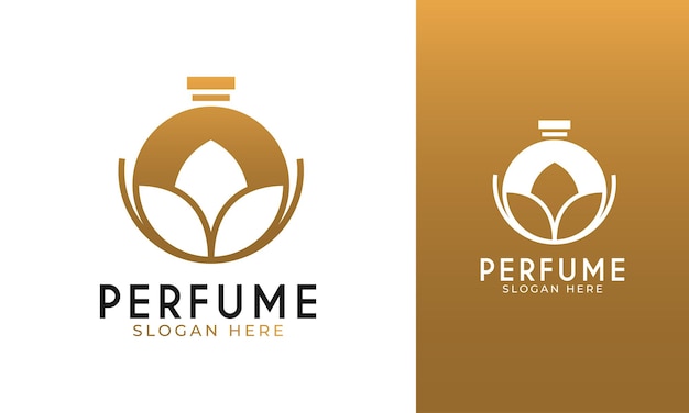 Elegant perfume logo with beauty flower fragrance concept