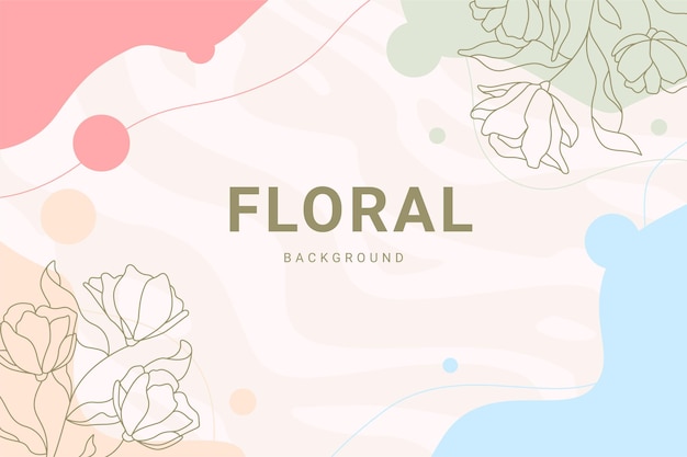 Elegant Pink Pastel Vintage floral plant leaf hand drawn illustration Banner background