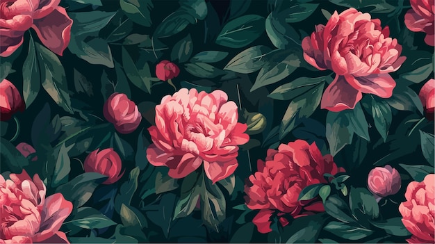 Elegant Pink Peony Floral Seamless Pattern Design