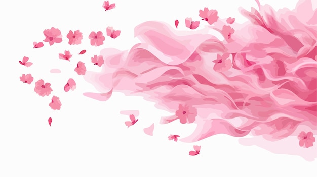 Vector elegant pink wind floating rose petals in fragrant breeze