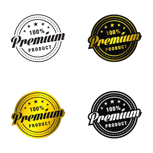 Vector elegant premium golden black and white quality labels collection set