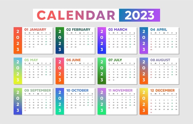 Elegant professional 2023 business gradient calendar template