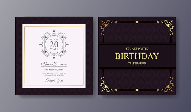 Elegant purple Birthday Invitation Template