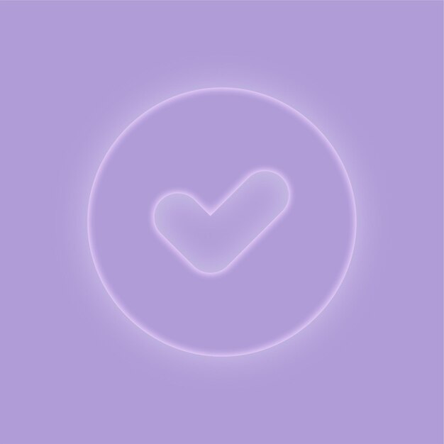 Vector elegant purple glow effect correct icon on purple background