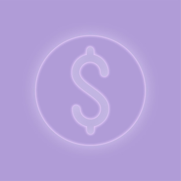 Elegant Purple Glow Effect Dollar Icon on Purple Background