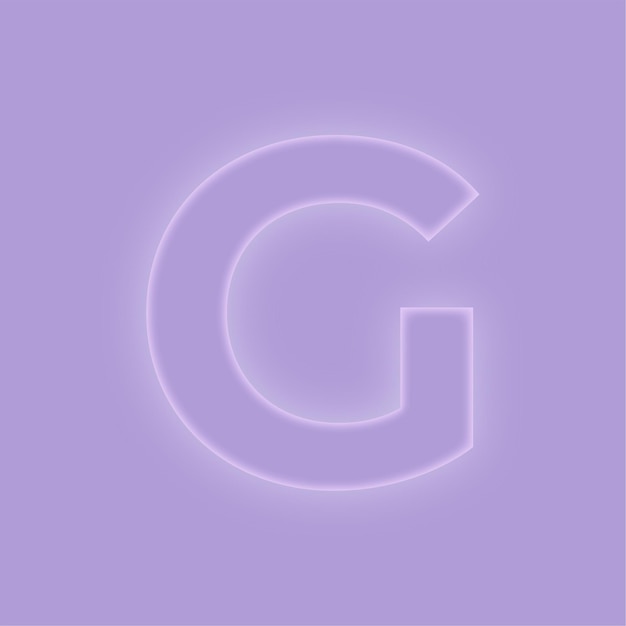 Elegant Purple Glow Effect Letter G with Purple Background