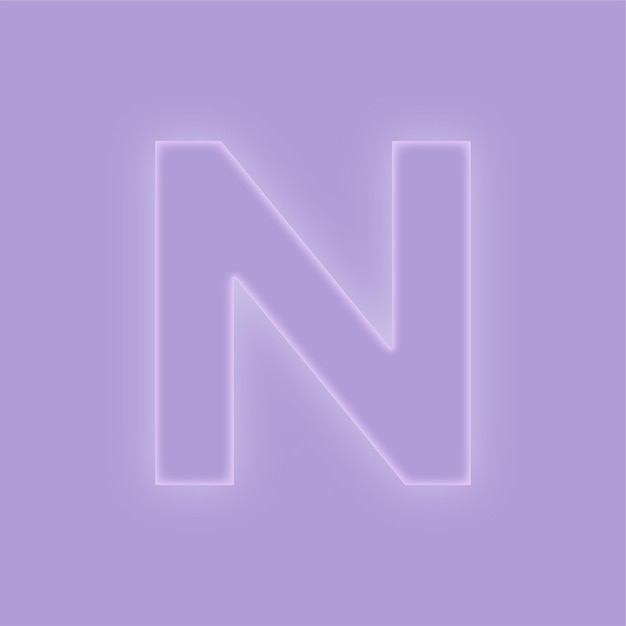 Vector elegant purple glow effect letter n with purple background