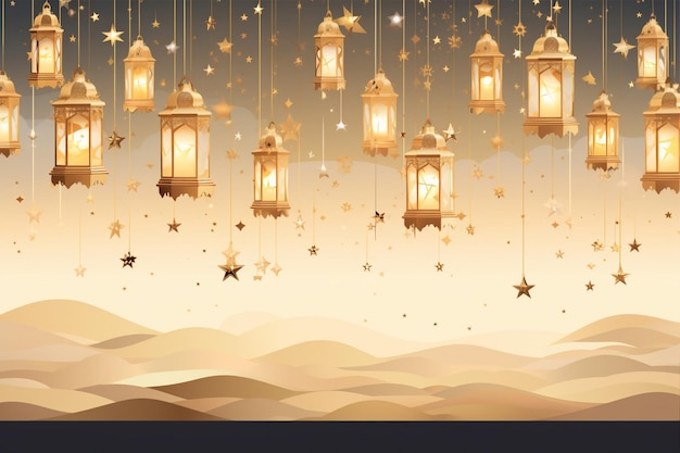 Elegant Ramadan Background with Various Lights