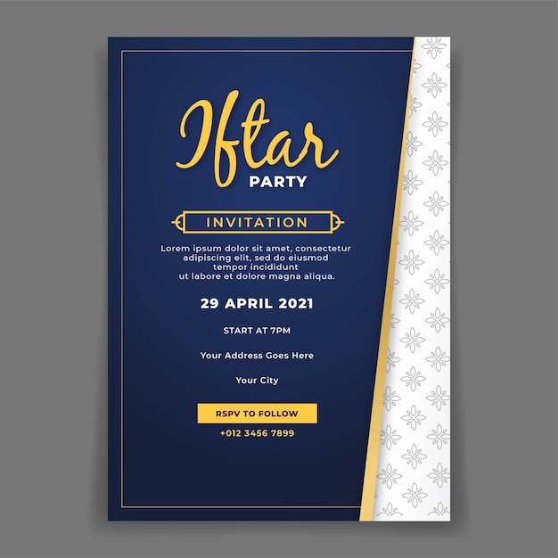 Elegant Ramadan iftar party invitation poster template