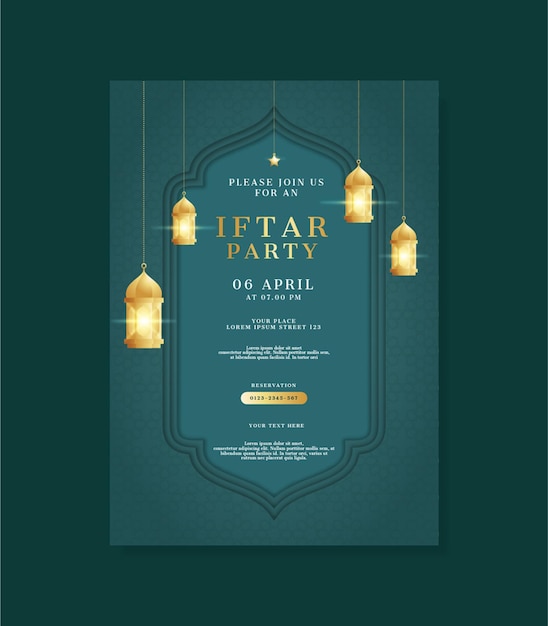 Elegant Ramadan kareem Iftar Party Invitation card Vector