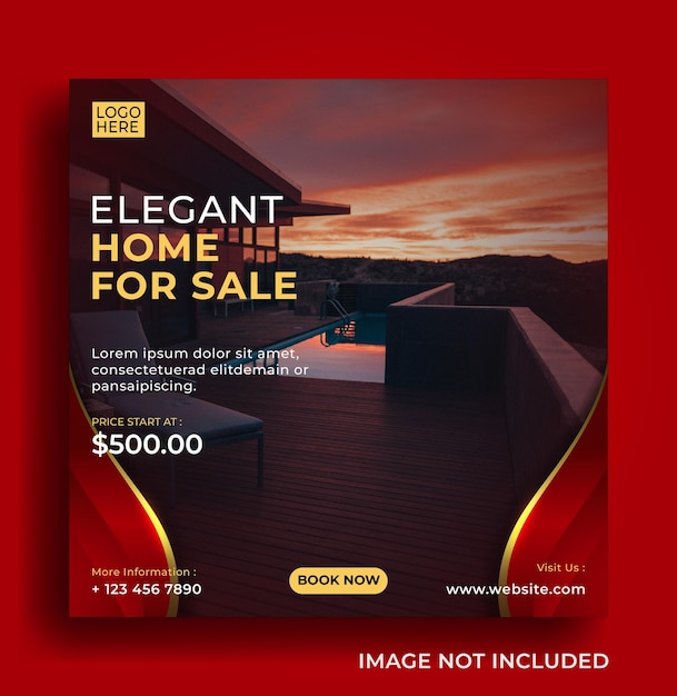 Elegant Red home for  social media post  or banner template