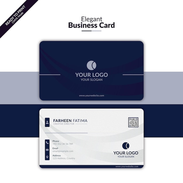 Elegant royal blue business card or visiting card for corporate professionals