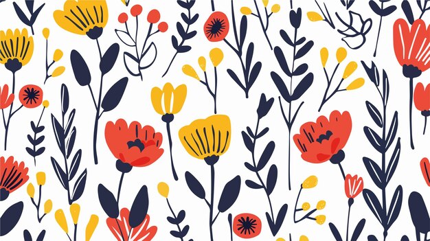 Elegant Scandinavian Botanical Flower Pattern