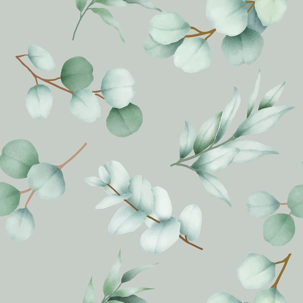 Vector elegant seamless pattern greenery flower and leaves