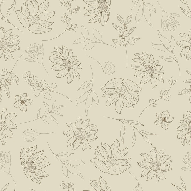 elegant seamless pattern outline floral design