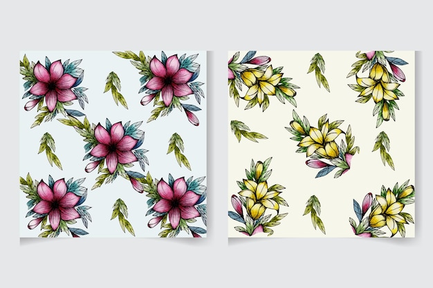 Elegant seamless pattern watercolor floral with beautiful hand drawing flower and leaves