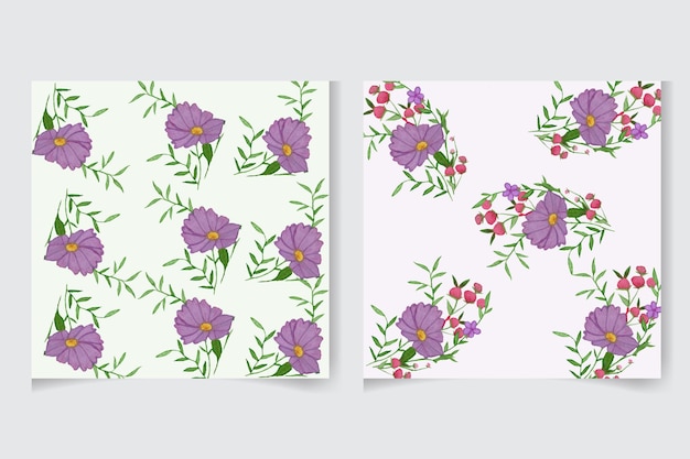 Elegant seamless pattern watercolor floral with beautiful hand drawing flower and leaves