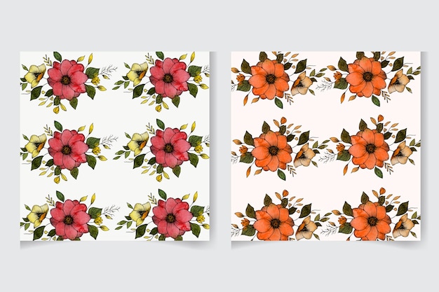 Elegant seamless pattern watercolor floral with beautiful hand drawing flower and leaves