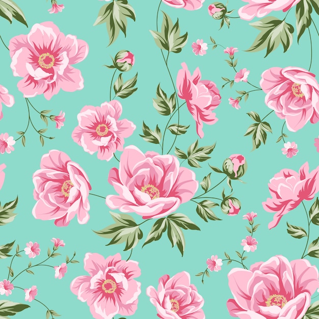 Elegant seamless peony pattern.