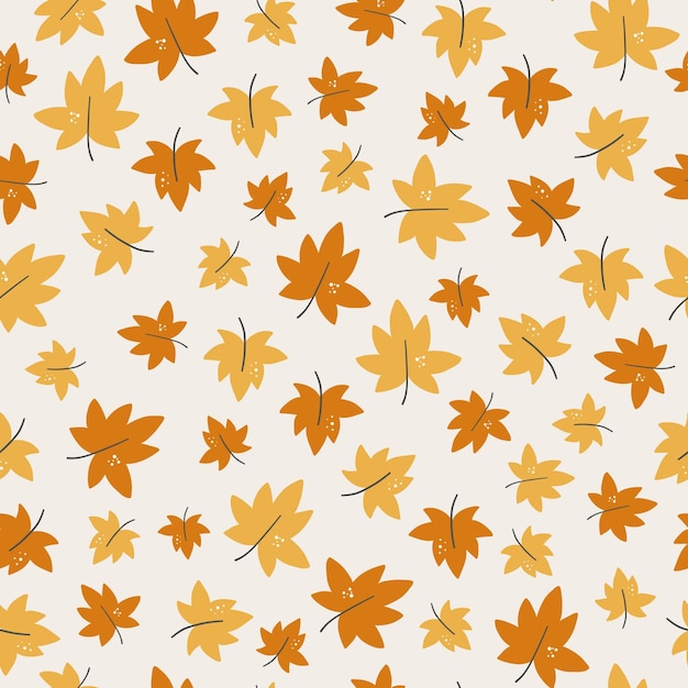 Elegant seasonal seamless pattern with autumn foliage of maple leaves on a light background Colorful botanical decorative vector illustration in flat style for wrapping paper wallpaper