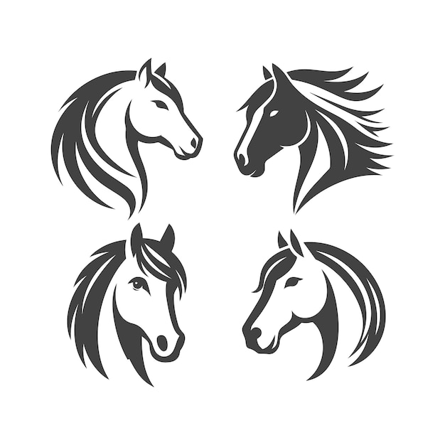 Vector elegant set of horse silhouette vector designs for professional use