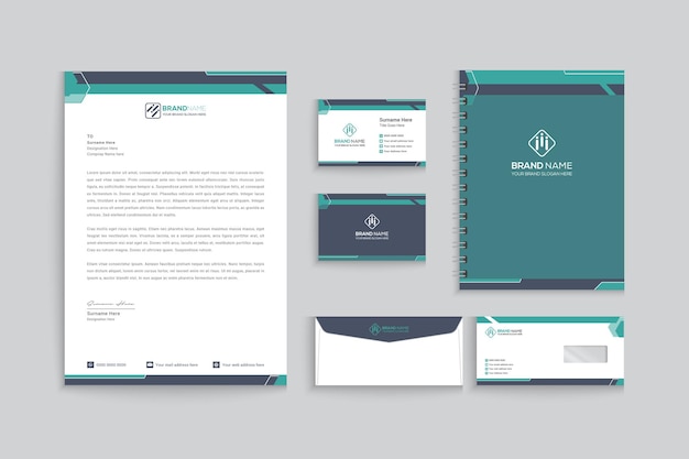 Elegant shape document with branding stationery mockup