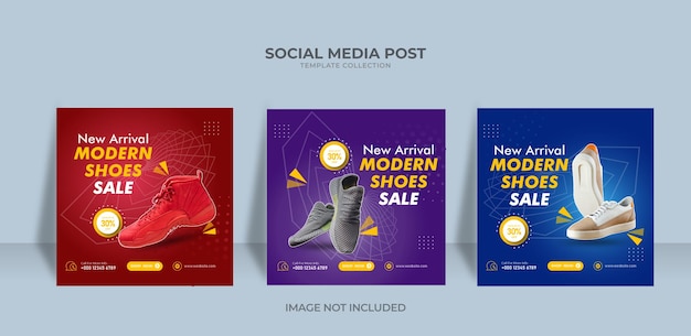 Elegant shoes social media post templates design Premium Vector