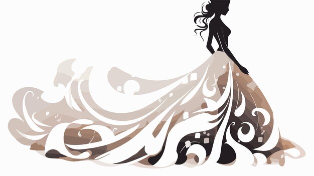 Vector elegant silhouette bride wedding illustration in abstract style