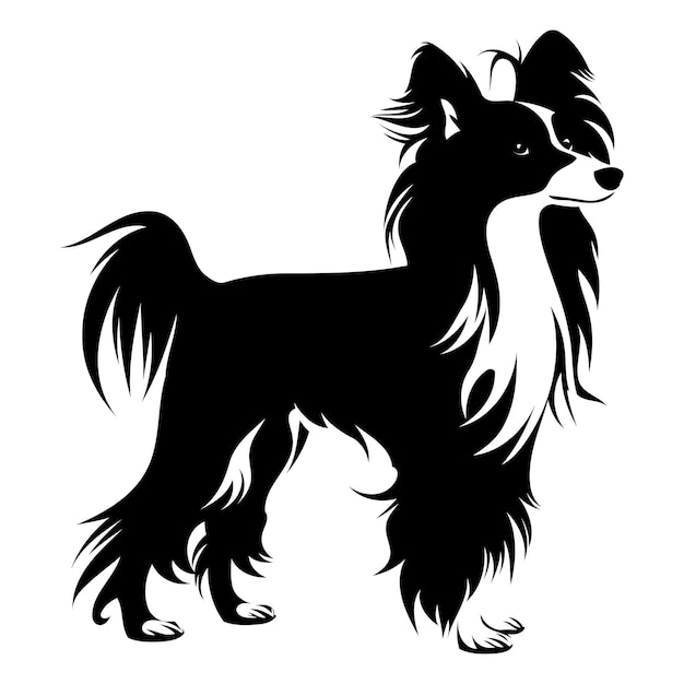 Vector elegant silhouette of a chinese crested dog perfect for logos tshirt designs and petrelated projects