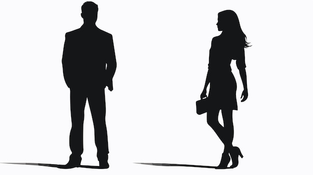 Elegant Silhouette of Man and Woman in Vector Illustration