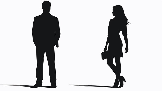 Vector elegant silhouette of man and woman in vector illustration