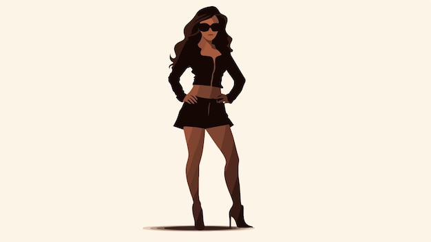 Vector elegant silhouette of standing woman in sunglasses vector illustration