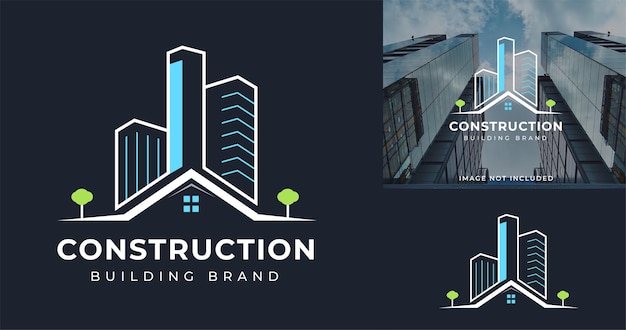 Elegant simple city house building architecture real estate logo template