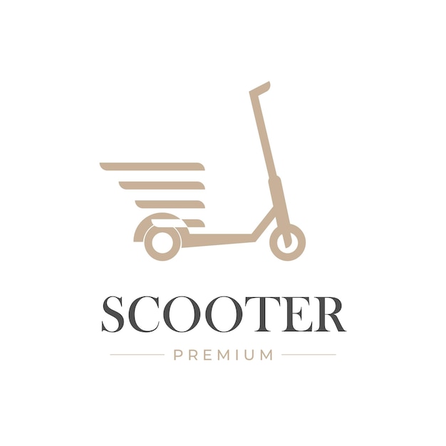 Vector elegant and simple electric scooter illustration logo with wings