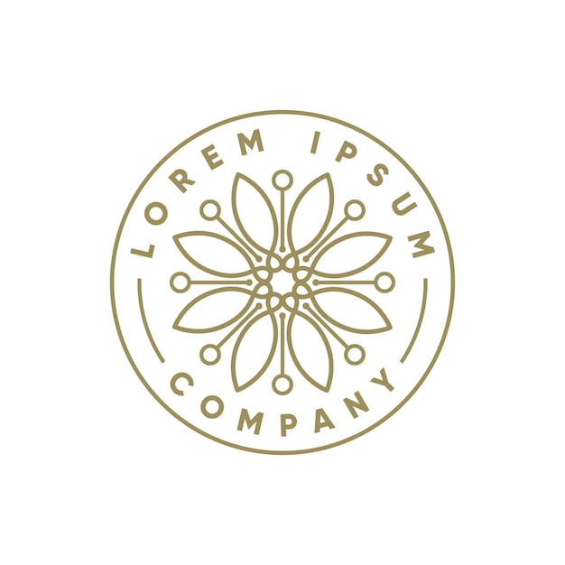 Elegant simple mandala label stamp logo design