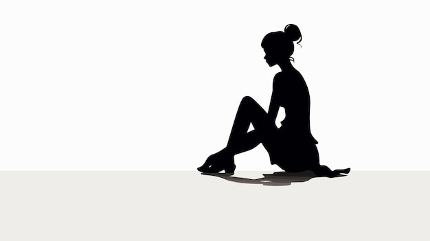 Vector elegant sitting woman silhouette cartoon vector illustration