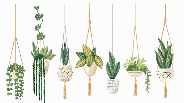 Elegant Snake Plant in Hanging Macrame Planter with Hand Indoor Houseplant Decor