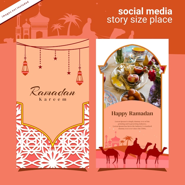 Elegant social media Instagram Stories design with Islamic theme for Ramadan