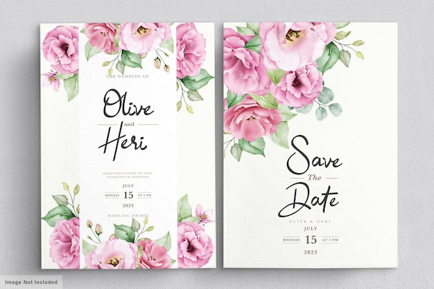 Elegant soft floral wedding invitation card template