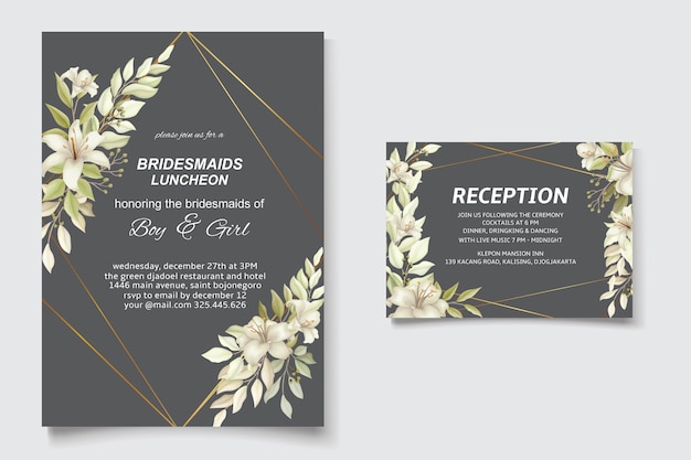 Elegant soft floral wedding invitation card template