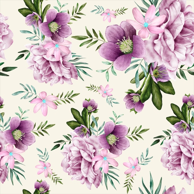 elegant soft purple floral seamless pattern design