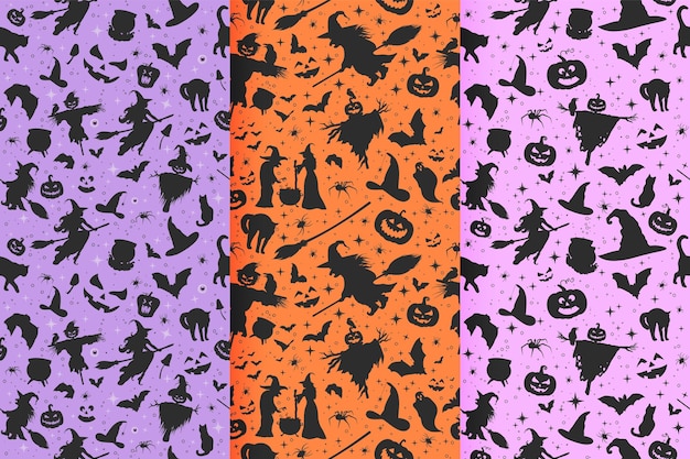 Elegant spooky festive texture,  Halloween seamless, patterns collection