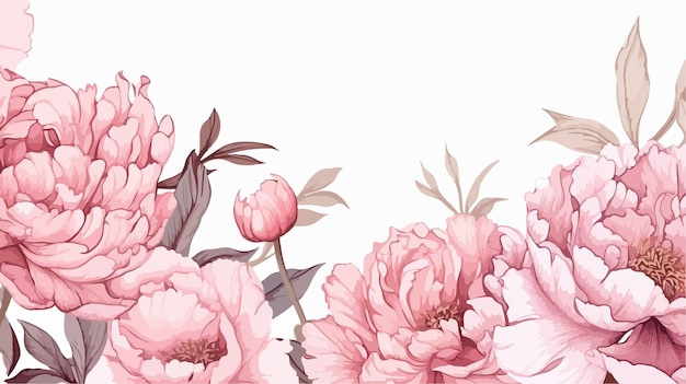 Vector elegant square floral backdrop with peonies