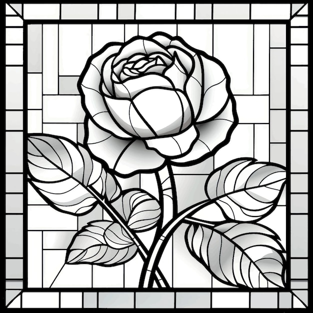 Vector elegant stained glass rose design