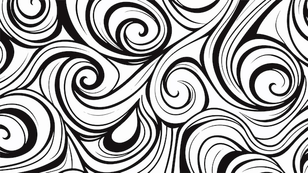 Vector elegant swirled black line decorative pattern on white background