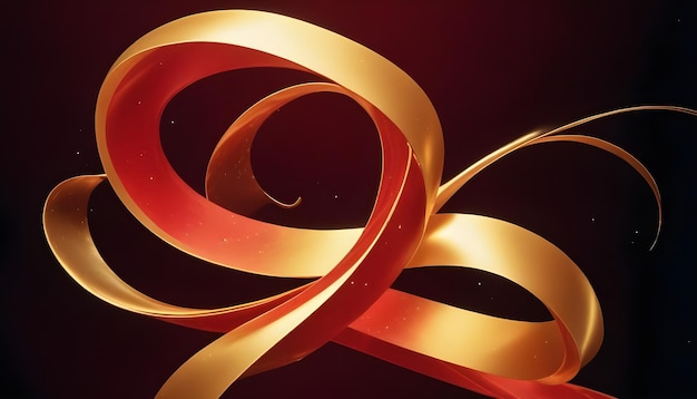 Elegant swirling ribbon in shades of gold and red flowing gracefully against a dark background