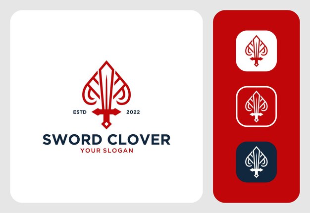 Elegant sword with clover logo design inspiration