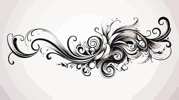 Vector elegant tattoo design with decorative swirls