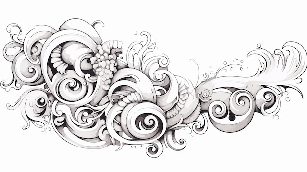 Vector elegant tattoo design with decorative swirls