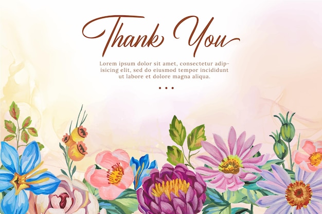 elegant thank you card with hand painted watercolor flowers